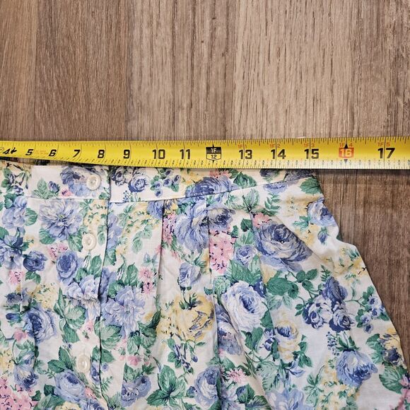 Vtg Floral Cottagecore Midi Skirt Women 14 Pastel Grandma Elastic Button Up Boho - Picture 7 of 8